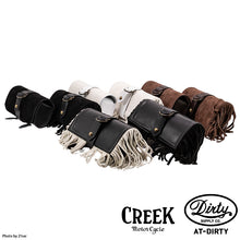 Load image into Gallery viewer, 2%ER Bespoke Leather Tool Bag Black/White Fringe CREEK MOTORCYCLE x AT-DIRTY