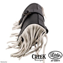 Load image into Gallery viewer, 2%ER Bespoke Leather Tool Bag Black/White Fringe CREEK MOTORCYCLE x AT-DIRTY