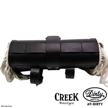 Load image into Gallery viewer, 2%ER Bespoke Leather Tool Bag Black/White Fringe CREEK MOTORCYCLE x AT-DIRTY