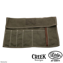 Load image into Gallery viewer, 2%ER Bespoke Leather Tool Bag Black/White Fringe CREEK MOTORCYCLE x AT-DIRTY