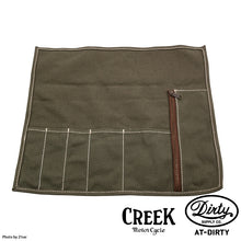 Load image into Gallery viewer, 2%ER Bespoke Leather Tool Bag Black/White Fringe CREEK MOTORCYCLE x AT-DIRTY