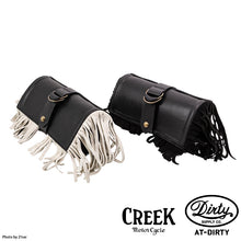 Load image into Gallery viewer, 2%ER Bespoke Leather Tool Bag Black/White Fringe CREEK MOTORCYCLE x AT-DIRTY