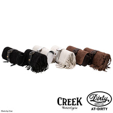 Load image into Gallery viewer, 2%ER Bespoke Leather Tool Bag Black/White Fringe CREEK MOTORCYCLE x AT-DIRTY