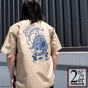 2%ER x BADPSYCHOHEAD HATER Work Shirt Beige