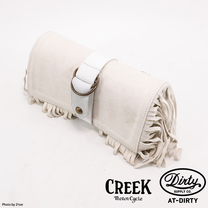 CREEK MOTORCYCLE x AT-DIRTY Leather Fringe Tool Bag Ivory