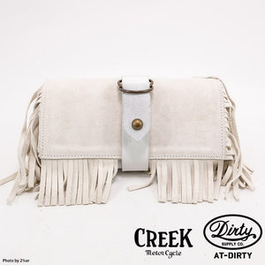 CREEK MOTORCYCLE x AT-DIRTY Leather Fringe Tool Bag Ivory