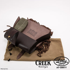 CREEK MOTORCYCLE x AT-DIRTY Leather Fringe Tool Bag Brown