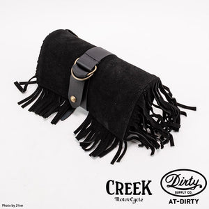 CREEK MOTORCYCLE x AT-DIRTY Leather Fringe Toolbag Black