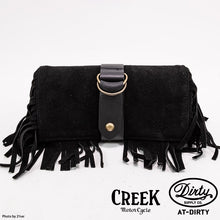 Load image into Gallery viewer, CREEK MOTORCYCLE x AT-DIRTY Leather Fringe Toolbag Black