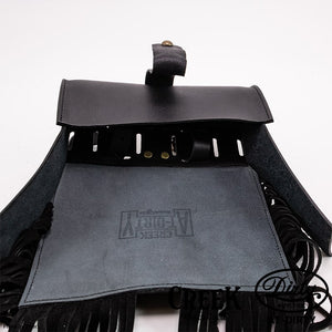 CREEK MOTORCYCLE x AT-DIRTY Leather Fringe Toolbag Black