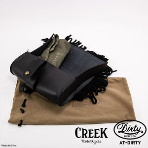 CREEK MOTORCYCLE x AT-DIRTY Leather Fringe Toolbag Black