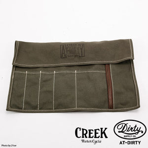 CREEK MOTORCYCLE x AT-DIRTY Leather Fringe Toolbag Black