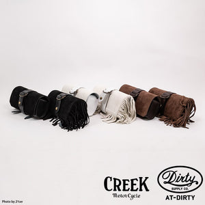 CREEK MOTORCYCLE x AT-DIRTY Leather Fringe Toolbag Black