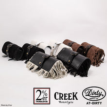 Load image into Gallery viewer, CREEK MOTORCYCLE x AT-DIRTY Leather Fringe Tool Bag Ivory