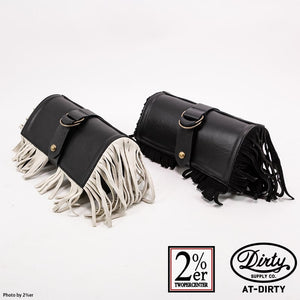 2%ER Bespoke Leather Toolbag Black/Black Fringe CREEK MOTORCYCLE x AT-DIRTY