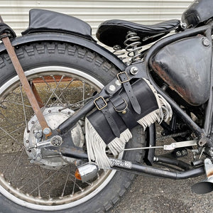 CREEK MOTORCYCLE x AT-DIRTY Leather Fringe Tool Bag Brown