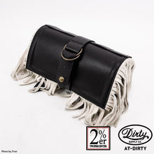 Load image into Gallery viewer, 2%ER Bespoke Leather Tool Bag Black/White Fringe CREEK MOTORCYCLE x AT-DIRTY