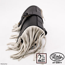 Load image into Gallery viewer, 2%ER Bespoke Leather Tool Bag Black/White Fringe CREEK MOTORCYCLE x AT-DIRTY