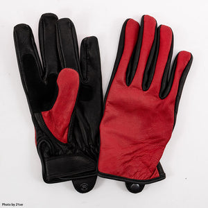 Goat Leather Plain Gloves Red