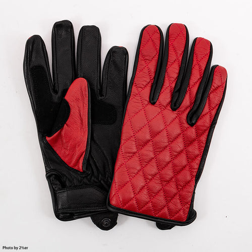 Goat Leather Diamond Stitch Gloves Red