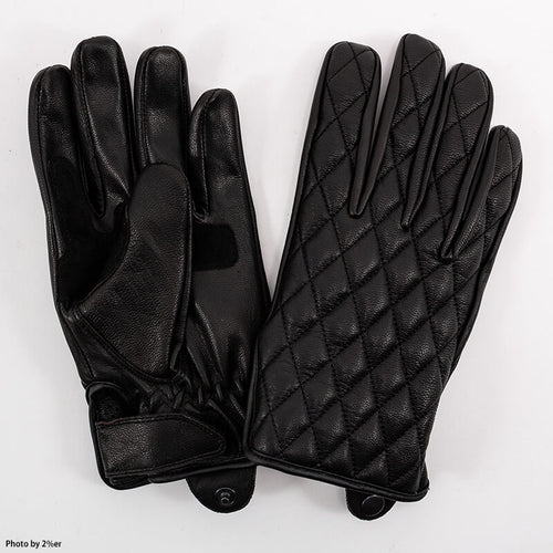 Goat Leather Diamond Stitch Gloves Black