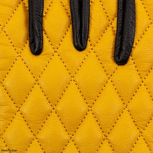 Load image into Gallery viewer, Goat Leather Diamond Stitch Gloves Yellow
