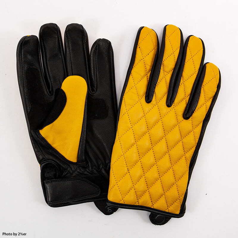 Goat Leather Diamond Stitch Gloves Yellow