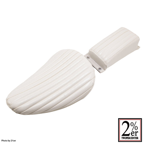 Narrow Type Bates Replica Solo Seat/Pillion Pad Set, Flat Base, White