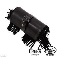 Load image into Gallery viewer, 2%ER Bespoke Leather Toolbag Black/Black Fringe CREEK MOTORCYCLE x AT-DIRTY