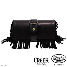 Load image into Gallery viewer, 2%ER Bespoke Leather Toolbag Black/Black Fringe CREEK MOTORCYCLE x AT-DIRTY