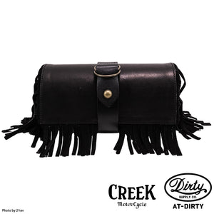 2%ER Bespoke Leather Toolbag Black/Black Fringe CREEK MOTORCYCLE x AT-DIRTY
