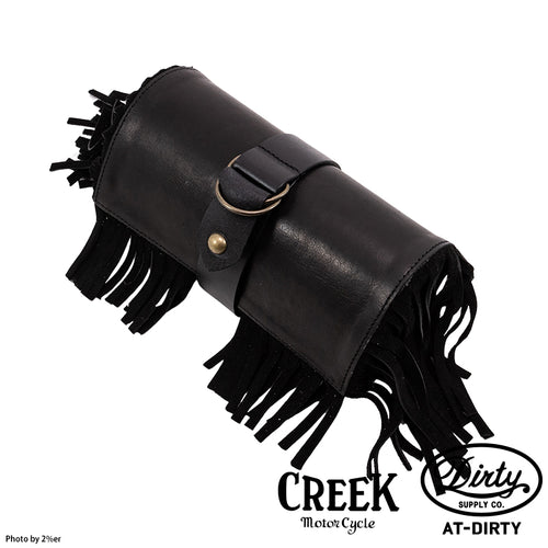 2%ER Bespoke Leather Toolbag Black/Black Fringe CREEK MOTORCYCLE x AT-DIRTY