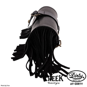 2%ER Bespoke Leather Toolbag Black/Black Fringe CREEK MOTORCYCLE x AT-DIRTY