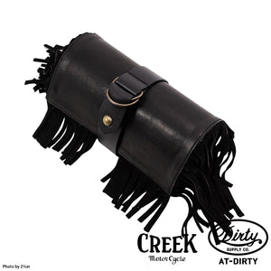 2%ER Bespoke Leather Toolbag Black/Black Fringe CREEK MOTORCYCLE x AT-DIRTY