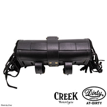 Load image into Gallery viewer, 2%ER Bespoke Leather Toolbag Black/Black Fringe CREEK MOTORCYCLE x AT-DIRTY