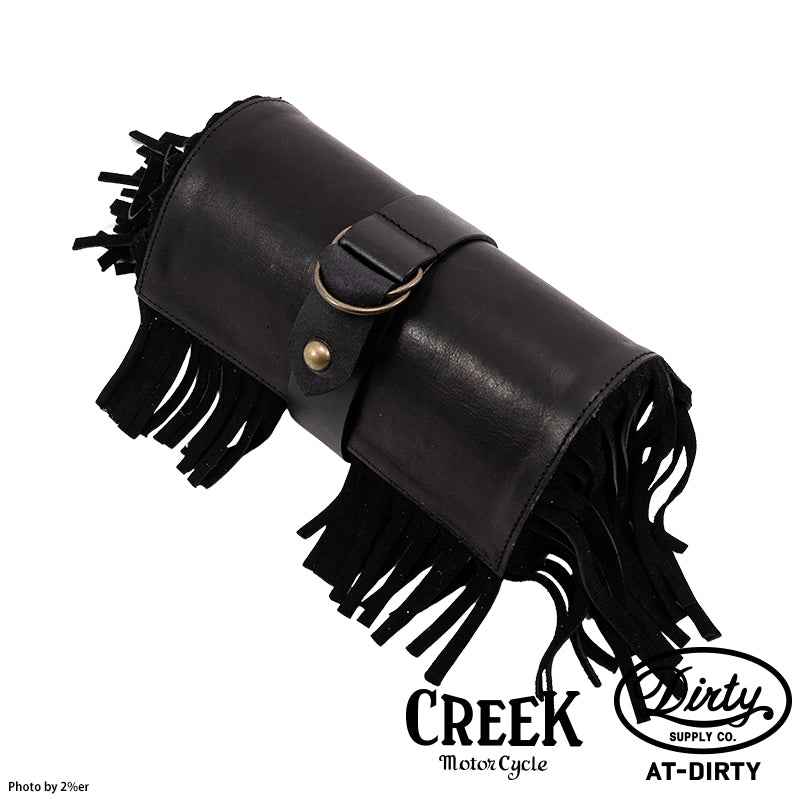 2%ER Bespoke Leather Toolbag Black/Black Fringe CREEK MOTORCYCLE x AT-DIRTY