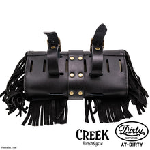 Load image into Gallery viewer, 2%ER Bespoke Leather Toolbag Black/Black Fringe CREEK MOTORCYCLE x AT-DIRTY