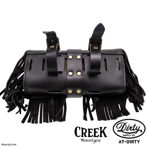 2%ER Bespoke Leather Toolbag Black/Black Fringe CREEK MOTORCYCLE x AT-DIRTY