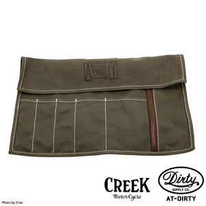 2%ER Bespoke Leather Toolbag Black/Black Fringe CREEK MOTORCYCLE x AT-DIRTY