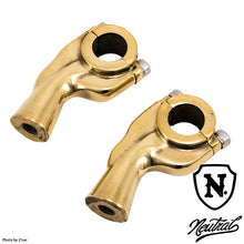 Load image into Gallery viewer, 3inch Ribbed Pullback Riser / Brass for 1inch Handle