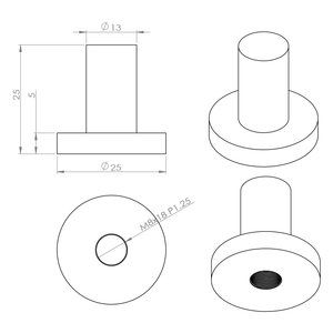 Welding nut non-through M8 2p